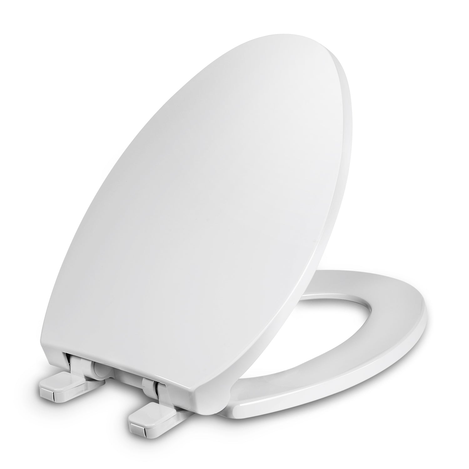 Elongated Toilet Seat with Cover, Slow Close, Easy to Install, Plastic, White, Fits All Elongated or Oval Toilets