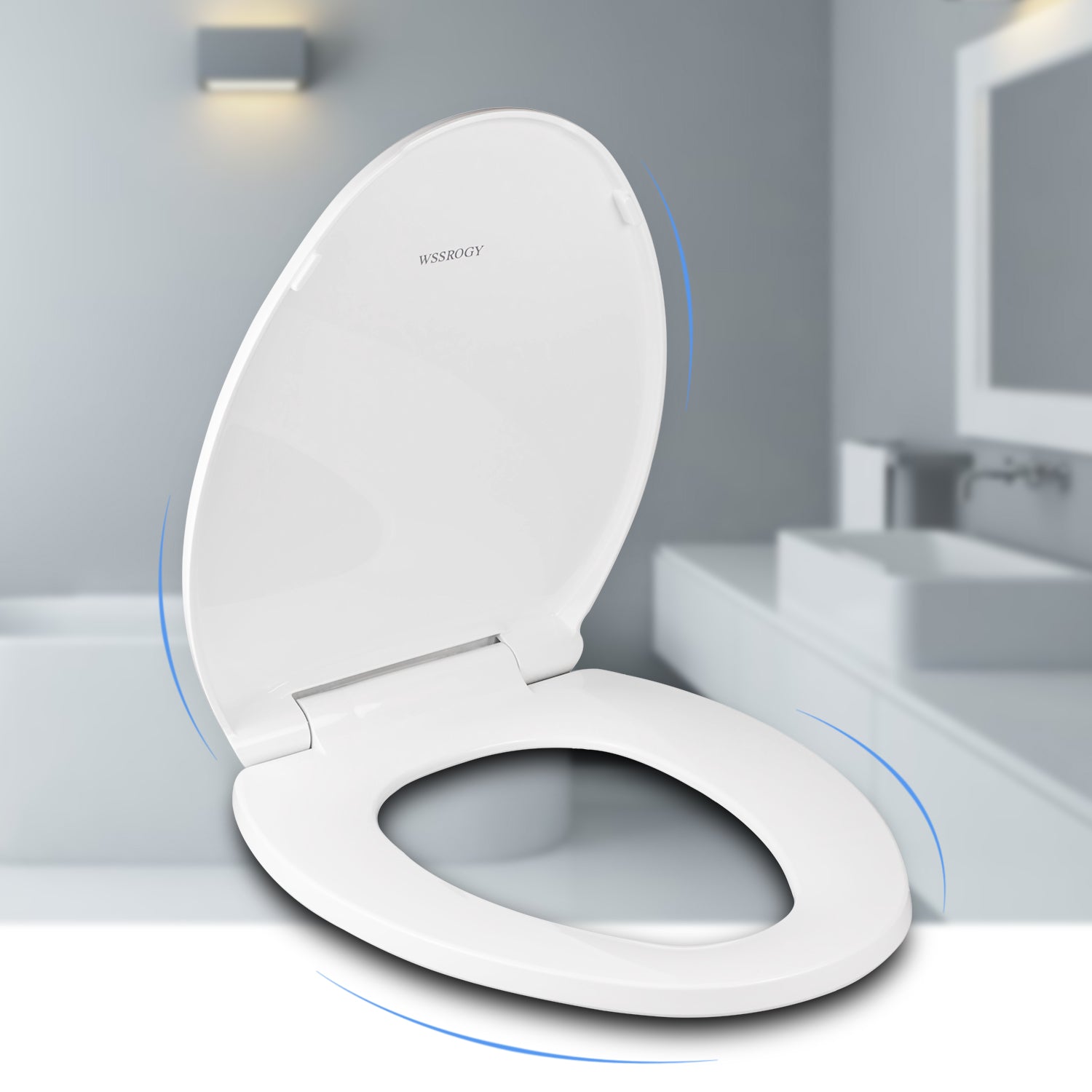Elongated Toilet Seat with Cover, Slow Close, Easy to Install, Plastic, White, Fits All Elongated or Oval Toilets