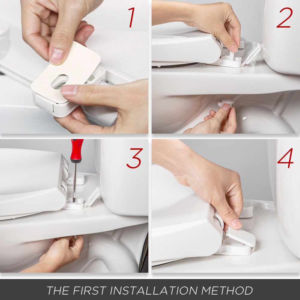 Elongated Toilet Seat with Cover, Slow Close, Easy to Install, Plastic, White, Fits All Elongated or Oval Toilets